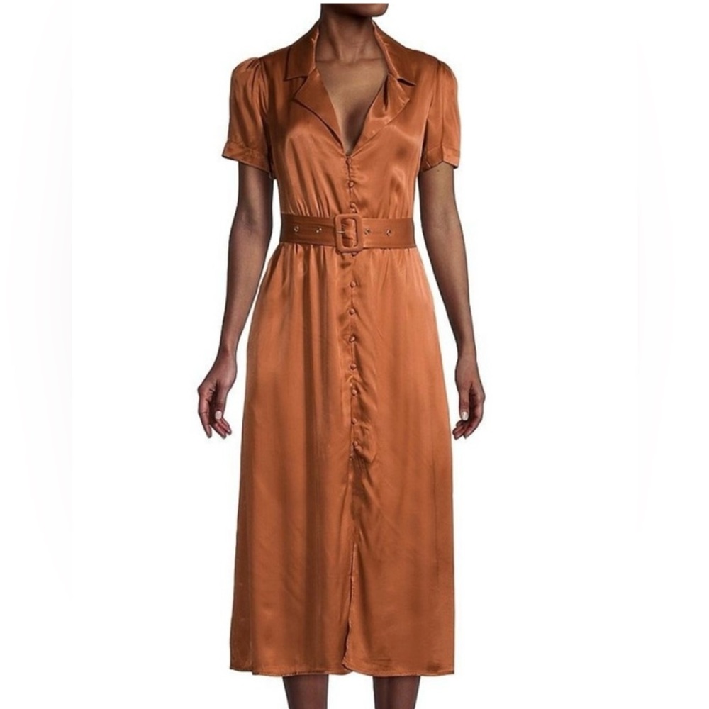 Weworewhat Satin Collar Shirt Dress